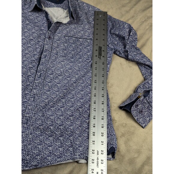 Across The Pond Diamond Button Down Long Sleeve Blue Dress Shirt Mens SZ: M - Picture 11 of 11